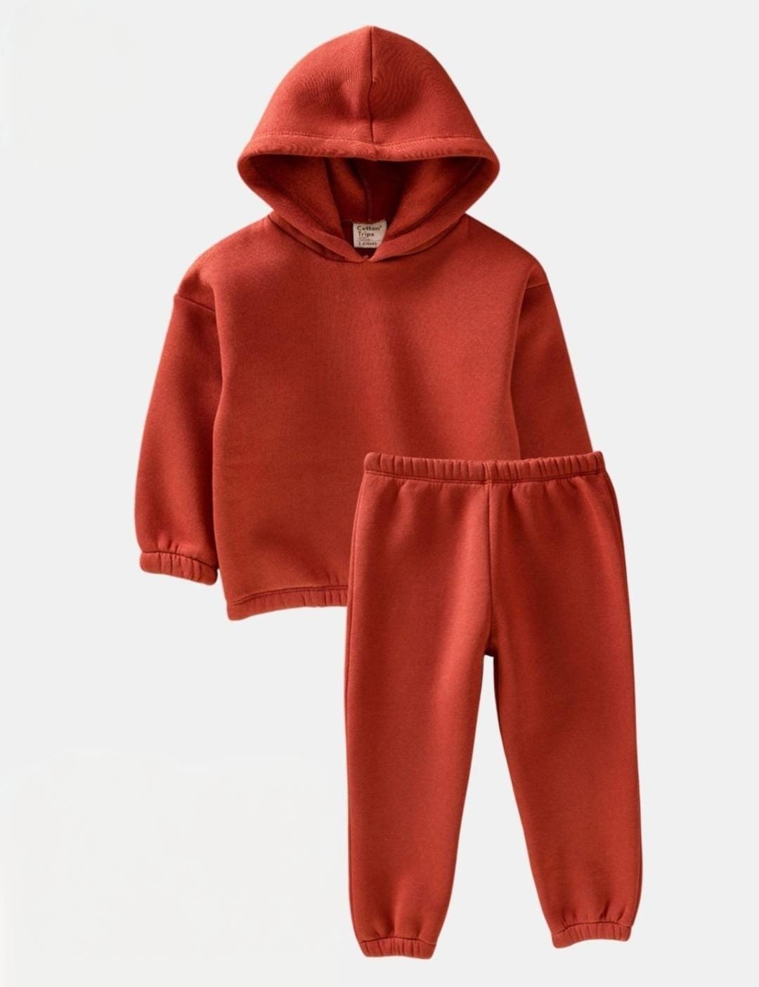 3 İplik Şardonlu  Kapüşonlu Lastikli Basic Unisex Çocuk Takım - Görsel 5