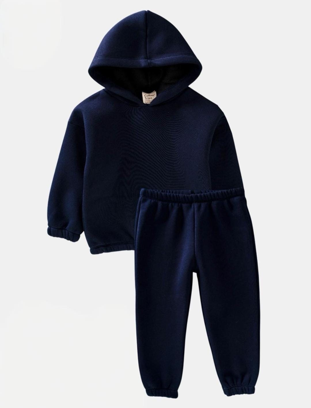 3 İplik Şardonlu  Kapüşonlu Lastikli Basic Unisex Çocuk Takım - Görsel 4