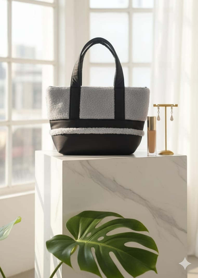 Peluş Kadın Omuz Çantası 26x40 cm - Görsel 7