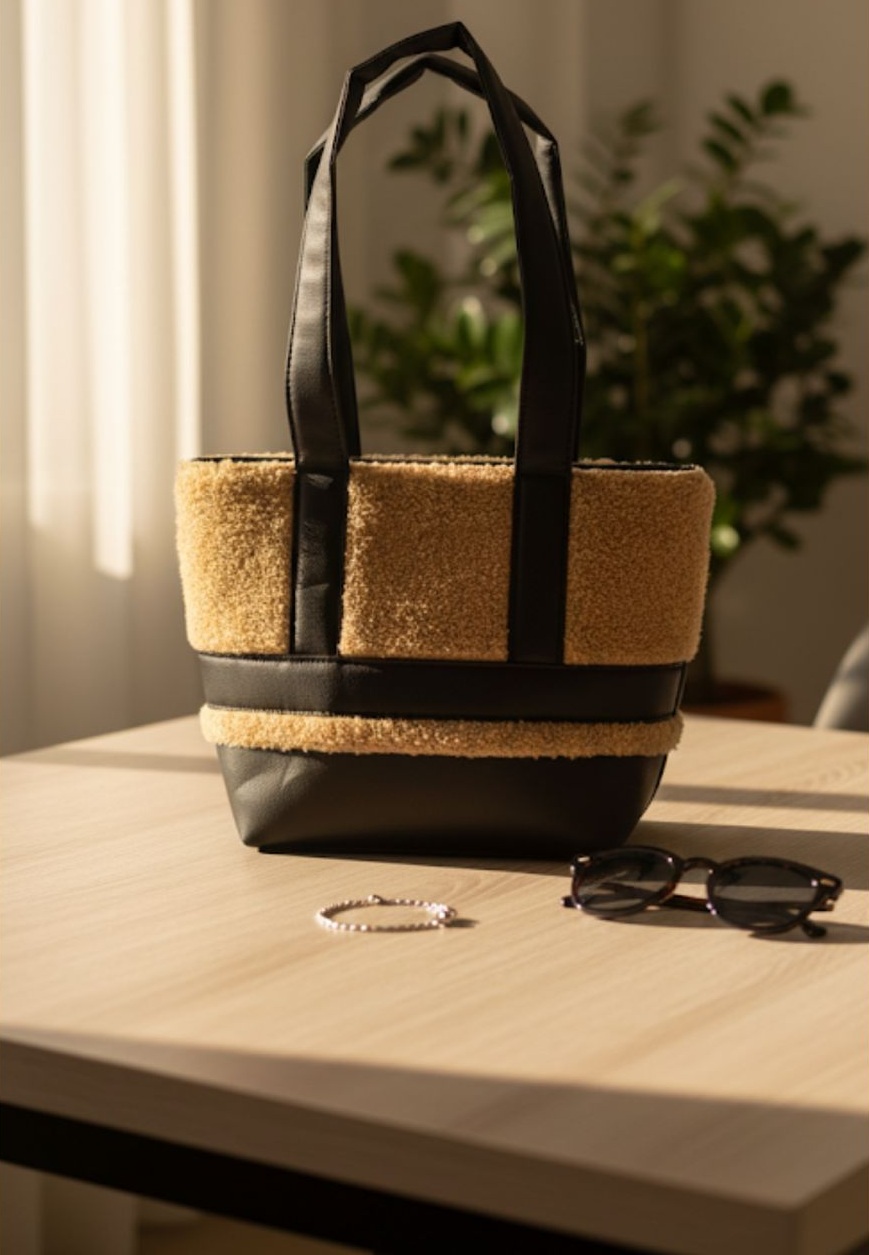 Peluş Kadın Omuz Çantası 26x40 cm - Görsel 6