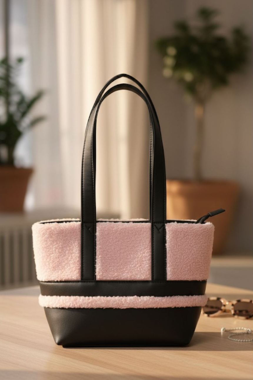 Peluş Kadın Omuz Çantası 26x40 cm - Görsel 4